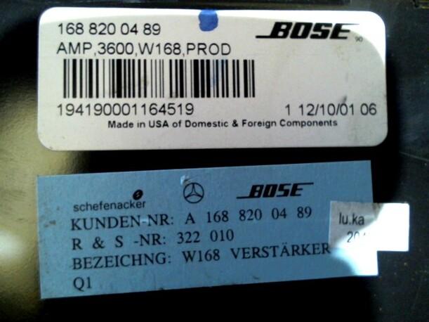 Foto: VERSTÄRKER SUBWOOFER ENDSTUFE eines Mercedes-Benz A 170 CDI Club
