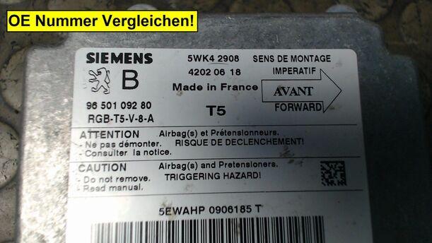 Foto: STEUERGERÄT AIRBAG eines Peugeot 307 HDi SW 110 C
