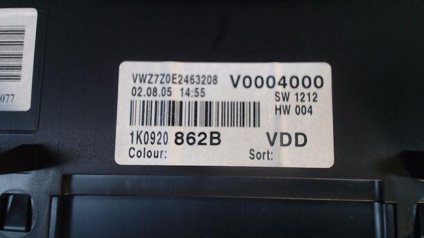 Foto: TACHOEINHEIT eines VW Golf 2.0 SDI 7DC 2H2