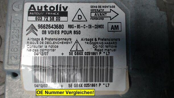 Foto: STEUERGERÄT AIRBAG/ AIRBAGSTEUERGERÄT eines Citroen C4 Coupe 1.6 HDi FAP Profi