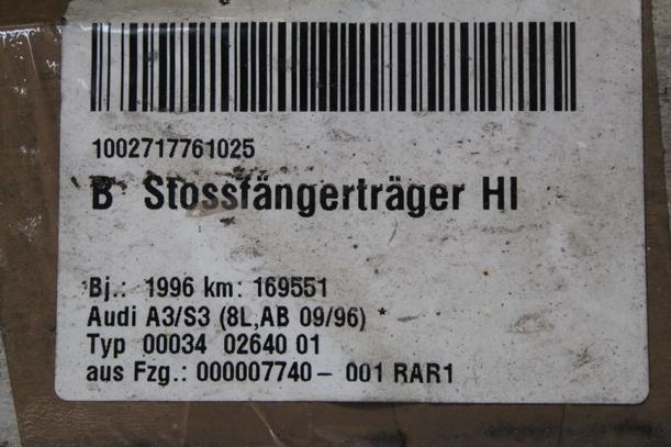 Foto: VERSTÄRKUNG HINTEN eines Audi A3 1.9 TDI